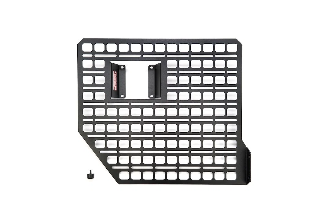 102016 – BUILTRIGHT Molle Cargo Panel, Bedside Mount Screw On Powder Coated Textured Black Steel With 1 Passenger Sid...
